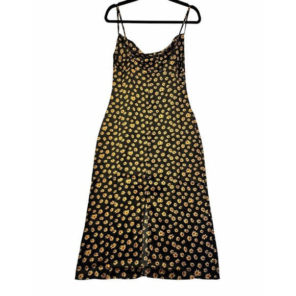 WeWoreWhat Black Babydoll Midi Slip Dress Sz 4 Daisy Print Fairy Grunge NWT - Picture 4 of 14